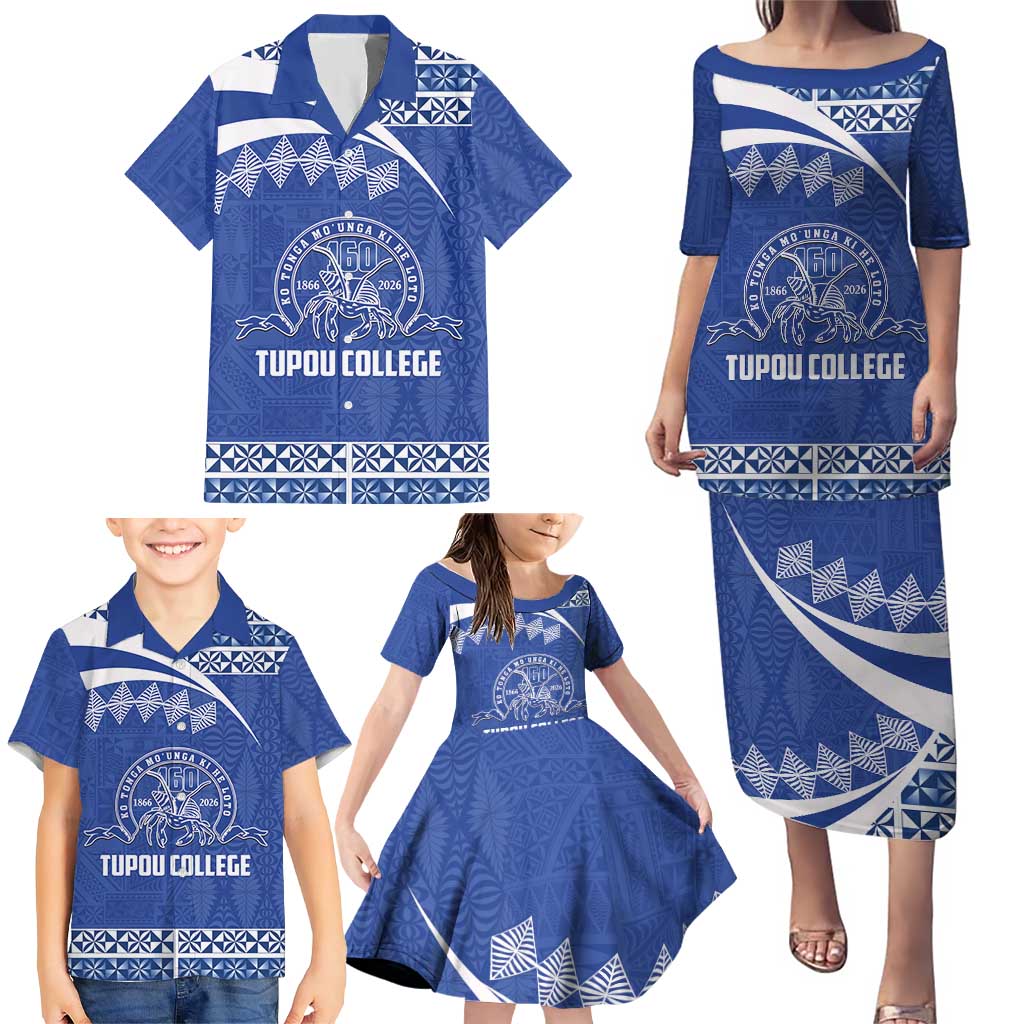 Personalised Tonga Tupou College Toloa Family Matching Puletasi and Hawaiian Shirt 160 Years Anniversary Tongan Ngatu Pattern