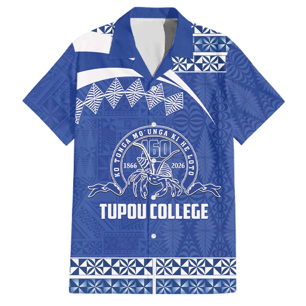 Personalised Tonga Tupou College Toloa Family Matching Summer Maxi Dress and Hawaiian Shirt 160 Years Anniversary Tongan Ngatu Pattern LT14 Dad's Shirt - Short Sleeve Blue - Polynesian Pride