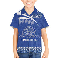 Personalised Tonga Tupou College Toloa Kid Hawaiian Shirt 160 Years Anniversary Tongan Ngatu Pattern LT14 Kid Blue - Polynesian Pride