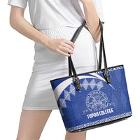 Tonga Tupou College Toloa Leather Tote Bag 160 Years Anniversary Tongan Ngatu Pattern