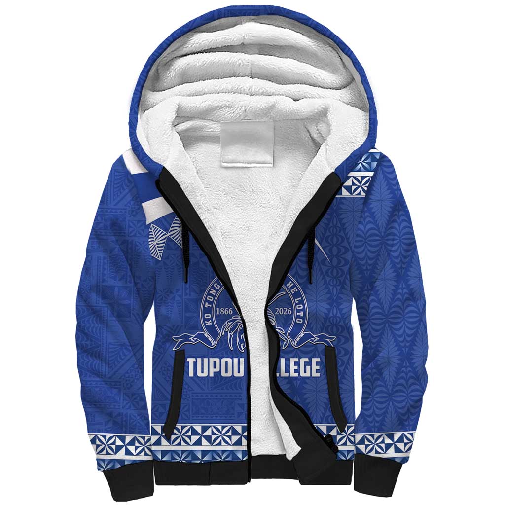 Personalised Tonga Tupou College Toloa Sherpa Hoodie 160 Years Anniversary Tongan Ngatu Pattern