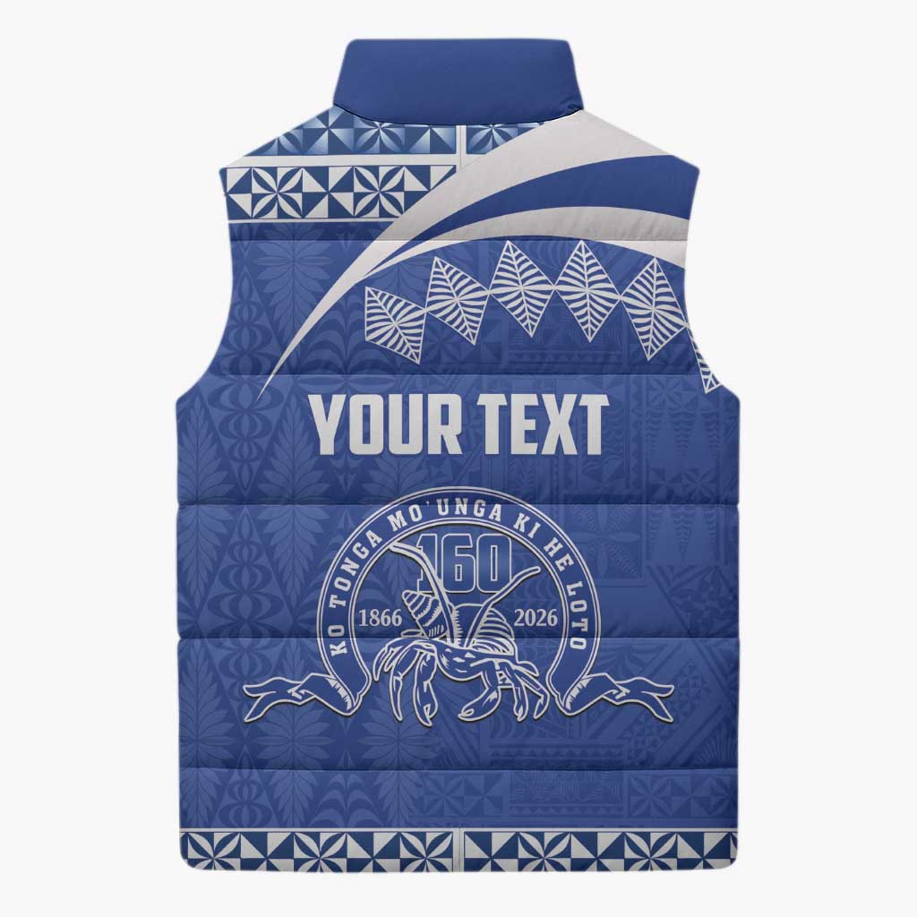 Personalised Tonga Tupou College Toloa Sleeveless Puffer Jacket 160 Years Anniversary Tongan Ngatu Pattern LT14 - Polynesian Pride