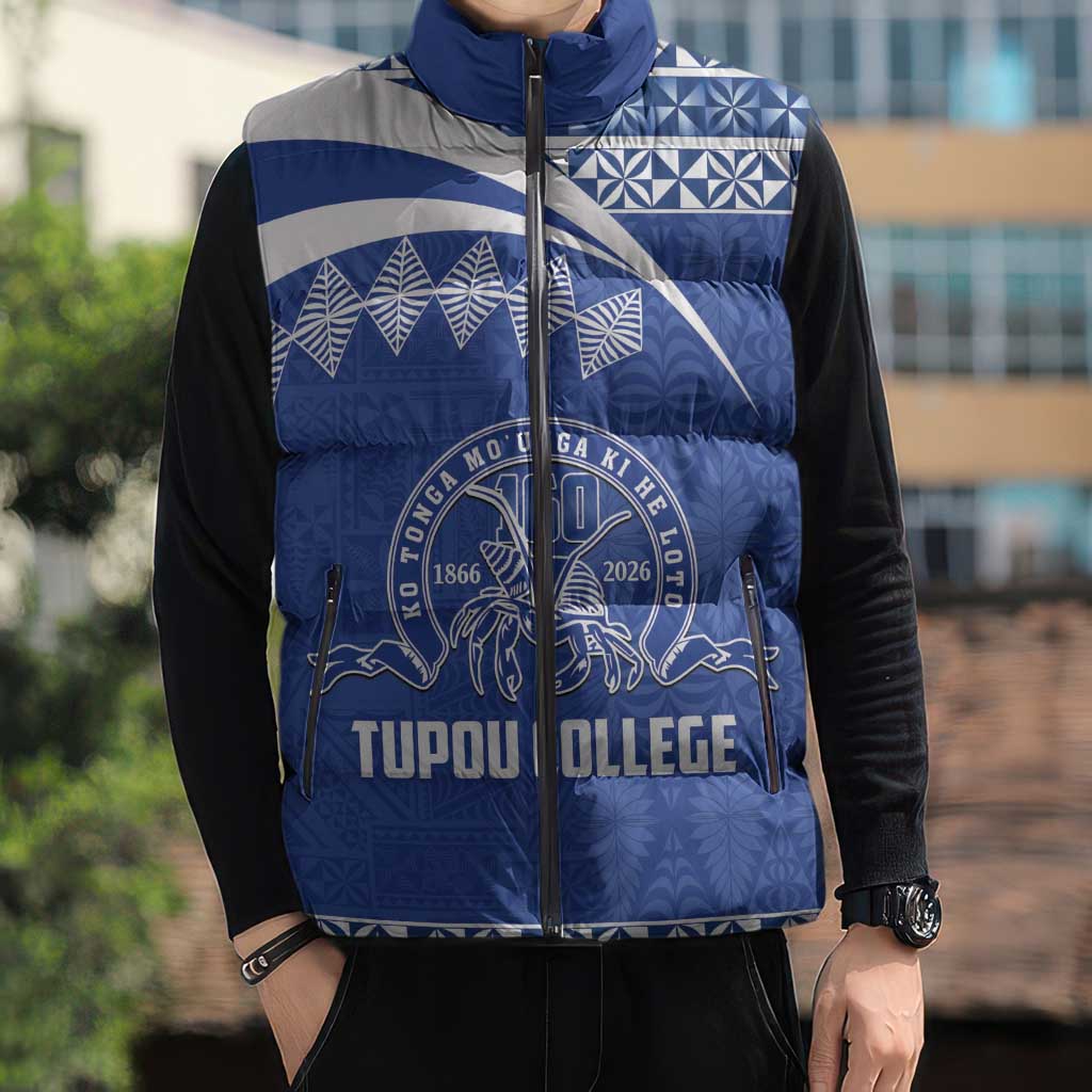 Personalised Tonga Tupou College Toloa Sleeveless Puffer Jacket 160 Years Anniversary Tongan Ngatu Pattern LT14 - Polynesian Pride