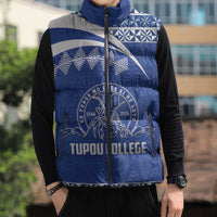 Personalised Tonga Tupou College Toloa Sleeveless Puffer Jacket 160 Years Anniversary Tongan Ngatu Pattern LT14 - Polynesian Pride