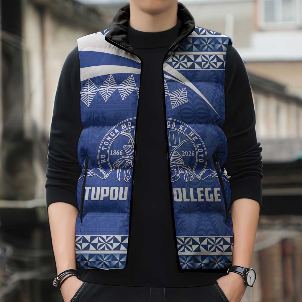 Personalised Tonga Tupou College Toloa Sleeveless Puffer Jacket 160 Years Anniversary Tongan Ngatu Pattern LT14 - Polynesian Pride