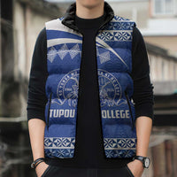Personalised Tonga Tupou College Toloa Sleeveless Puffer Jacket 160 Years Anniversary Tongan Ngatu Pattern LT14 - Polynesian Pride