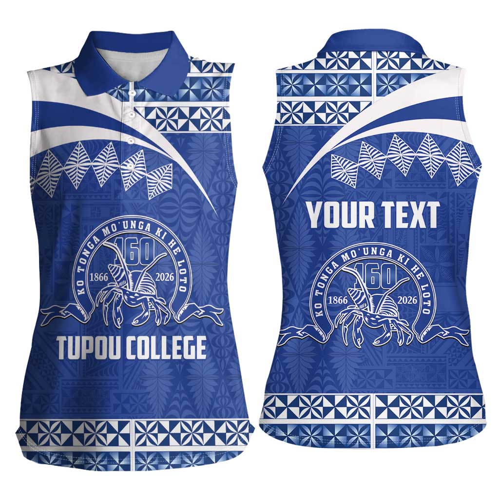 Personalised Tonga Tupou College Toloa Women Sleeveless Polo Shirt 160 Years Anniversary Tongan Ngatu Pattern LT14 - Polynesian Pride