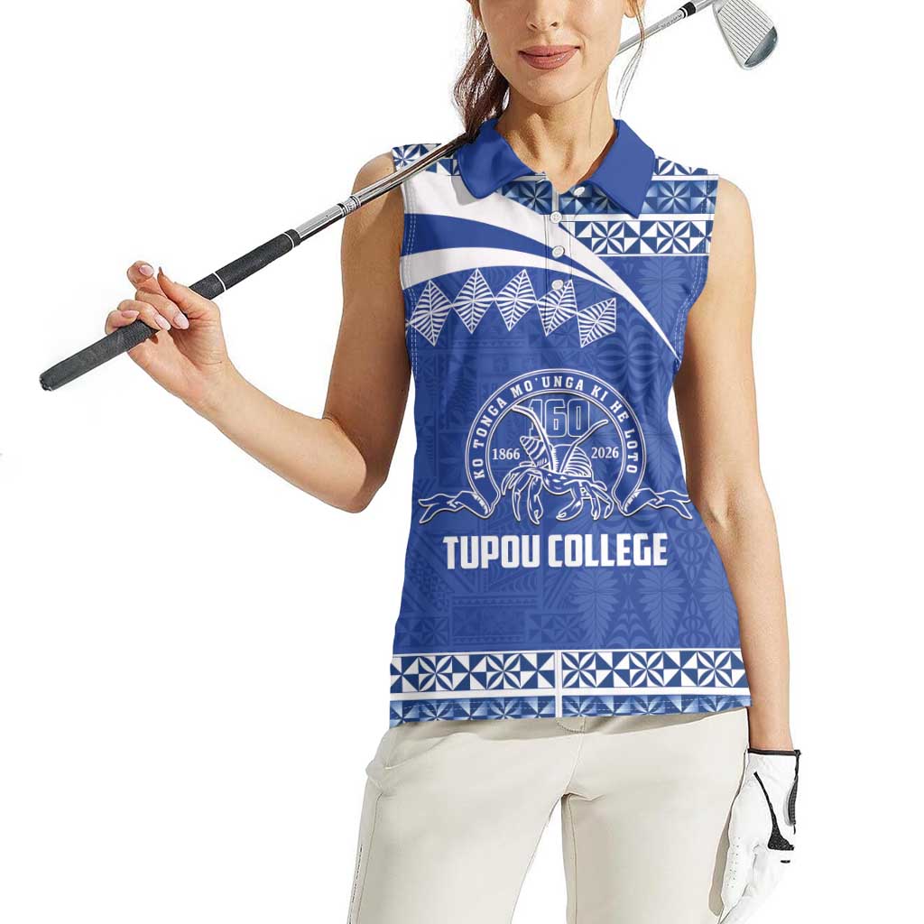 Personalised Tonga Tupou College Toloa Women Sleeveless Polo Shirt 160 Years Anniversary Tongan Ngatu Pattern LT14 - Polynesian Pride