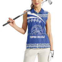Personalised Tonga Tupou College Toloa Women Sleeveless Polo Shirt 160 Years Anniversary Tongan Ngatu Pattern LT14 - Polynesian Pride