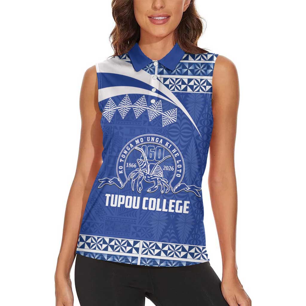 Personalised Tonga Tupou College Toloa Women Sleeveless Polo Shirt 160 Years Anniversary Tongan Ngatu Pattern LT14 - Polynesian Pride