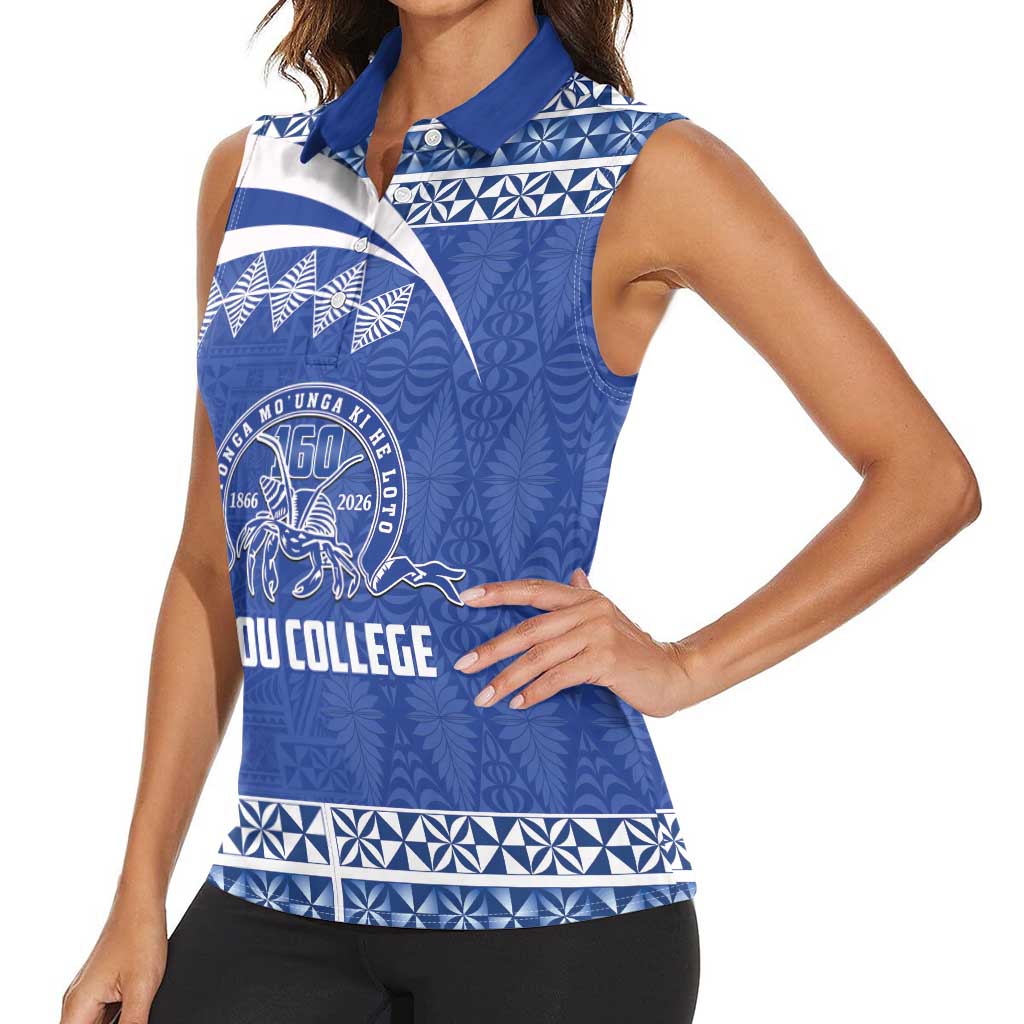 Personalised Tonga Tupou College Toloa Women Sleeveless Polo Shirt 160 Years Anniversary Tongan Ngatu Pattern LT14 - Polynesian Pride