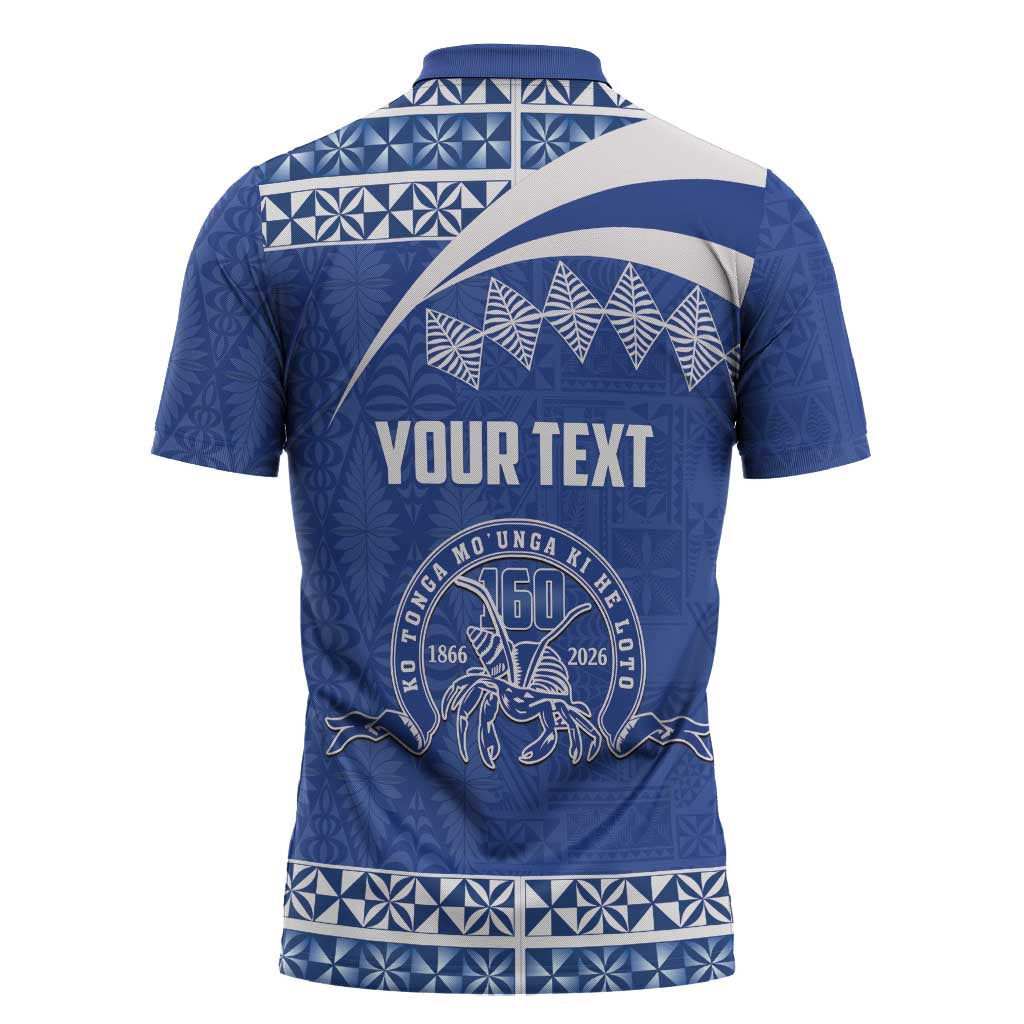 Personalised Tonga Tupou College Toloa Zipper Polo Shirt 160 Years Anniversary Tongan Ngatu Pattern LT14 - Polynesian Pride