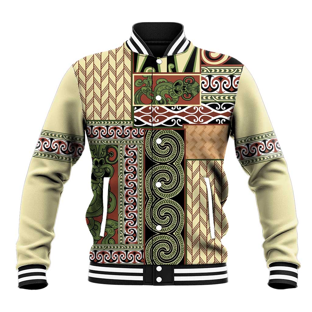 Beige Aotearoa Kowhaiwhai Pattern Baseball Jacket NZ Maori Quilt Style LT14 Unisex Beige - Polynesian Pride