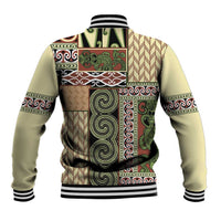 Beige Aotearoa Kowhaiwhai Pattern Baseball Jacket NZ Maori Quilt Style LT14 - Polynesian Pride