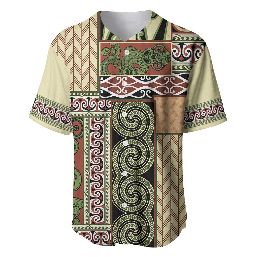 Beige Aotearoa Kowhaiwhai Pattern Baseball Jersey NZ Maori Quilt Style LT14 Beige - Polynesian Pride