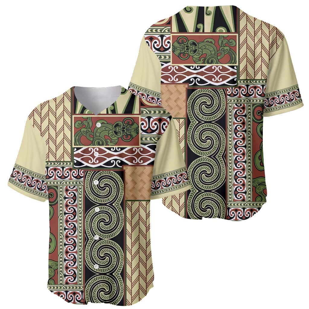 Beige Aotearoa Kowhaiwhai Pattern Baseball Jersey NZ Maori Quilt Style LT14 - Polynesian Pride