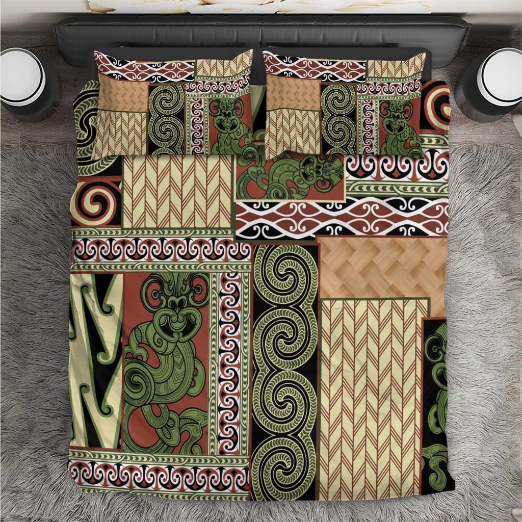 Beige Aotearoa Kowhaiwhai Pattern Bedding Set NZ Maori Quilt Style