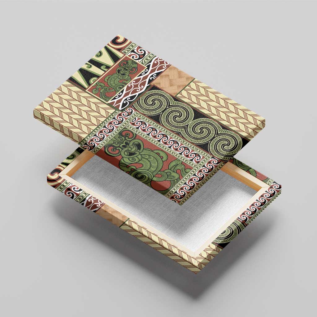 Beige Aotearoa Kowhaiwhai Pattern Canvas Wall Art NZ Maori Quilt Style