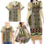 Beige Aotearoa Kowhaiwhai Pattern Family Matching Long Sleeve Bodycon Dress and Hawaiian Shirt NZ Maori Quilt Style