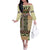 Beige Aotearoa Kowhaiwhai Pattern Family Matching Off The Shoulder Long Sleeve Dress and Hawaiian Shirt NZ Maori Quilt Style