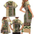 Beige Aotearoa Kowhaiwhai Pattern Family Matching Short Sleeve Bodycon Dress and Hawaiian Shirt NZ Maori Quilt Style