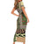 Beige Aotearoa Kowhaiwhai Pattern Family Matching Short Sleeve Bodycon Dress and Hawaiian Shirt NZ Maori Quilt Style