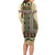 Beige Aotearoa Kowhaiwhai Pattern Long Sleeve Bodycon Dress NZ Maori Quilt Style