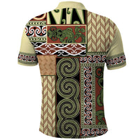 Beige Aotearoa Kowhaiwhai Pattern Polo Shirt NZ Maori Quilt Style LT14 - Polynesian Pride