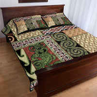 Beige Aotearoa Kowhaiwhai Pattern Quilt Bed Set NZ Maori Quilt Style