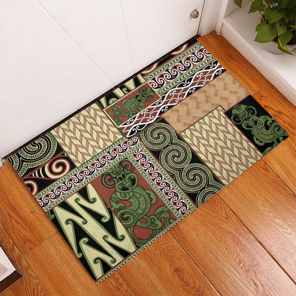 Beige Aotearoa Kowhaiwhai Pattern Rubber Doormat NZ Maori Quilt Style