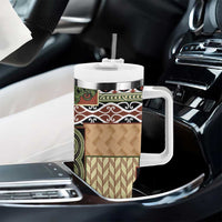 Beige Aotearoa Kowhaiwhai Pattern Tumbler With Handle NZ Maori Quilt Style LT14 - Polynesian Pride