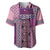 Pink Aotearoa Kowhaiwhai Pattern Baseball Jersey NZ Maori Quilt Style