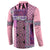 Pink Aotearoa Kowhaiwhai Pattern Button Sweatshirt NZ Maori Quilt Style