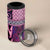 Pink Aotearoa Kowhaiwhai Pattern 4 in 1 Can Cooler Tumbler NZ Maori Quilt Style