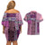 Pink Aotearoa Kowhaiwhai Pattern Couples Matching Off Shoulder Short Dress and Hawaiian Shirt NZ Maori Quilt Style