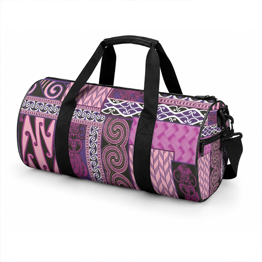 Pink Aotearoa Kowhaiwhai Pattern Duffle Bag NZ Maori Quilt Style LT14 - Polynesian Pride