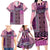 Pink Aotearoa Kowhaiwhai Pattern Family Matching Long Sleeve Bodycon Dress and Hawaiian Shirt NZ Maori Quilt Style