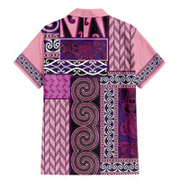Pink Aotearoa Kowhaiwhai Pattern Family Matching Mermaid Dress and Hawaiian Shirt NZ Maori Quilt Style