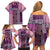 Pink Aotearoa Kowhaiwhai Pattern Family Matching Off Shoulder Short Dress and Hawaiian Shirt NZ Maori Quilt Style