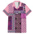 Pink Aotearoa Kowhaiwhai Pattern Family Matching Puletasi and Hawaiian Shirt NZ Maori Quilt Style