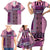 Pink Aotearoa Kowhaiwhai Pattern Family Matching Short Sleeve Bodycon Dress and Hawaiian Shirt NZ Maori Quilt Style