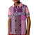 Pink Aotearoa Kowhaiwhai Pattern Kid Polo Shirt NZ Maori Quilt Style