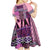 Pink Aotearoa Kowhaiwhai Pattern Kid Short Sleeve Dress NZ Maori Quilt Style