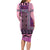 Pink Aotearoa Kowhaiwhai Pattern Long Sleeve Bodycon Dress NZ Maori Quilt Style