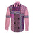 Pink Aotearoa Kowhaiwhai Pattern Long Sleeve Button Shirt NZ Maori Quilt Style