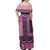 Pink Aotearoa Kowhaiwhai Pattern Off Shoulder Maxi Dress NZ Maori Quilt Style