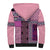 Pink Aotearoa Kowhaiwhai Pattern Sherpa Hoodie NZ Maori Quilt Style