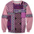 Pink Aotearoa Kowhaiwhai Pattern Sweatshirt NZ Maori Quilt Style