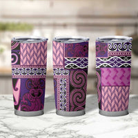 Pink Aotearoa Kowhaiwhai Pattern Tumbler Cup NZ Maori Quilt Style LT14 - Polynesian Pride