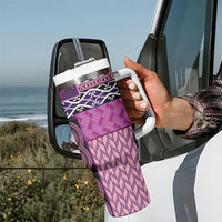Pink Aotearoa Kowhaiwhai Pattern Tumbler With Handle NZ Maori Quilt Style LT14 - Polynesian Pride